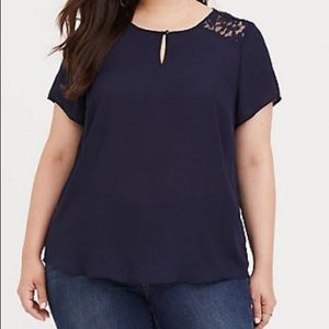 Torrid Abbey Navy Lace Shoulder Top
